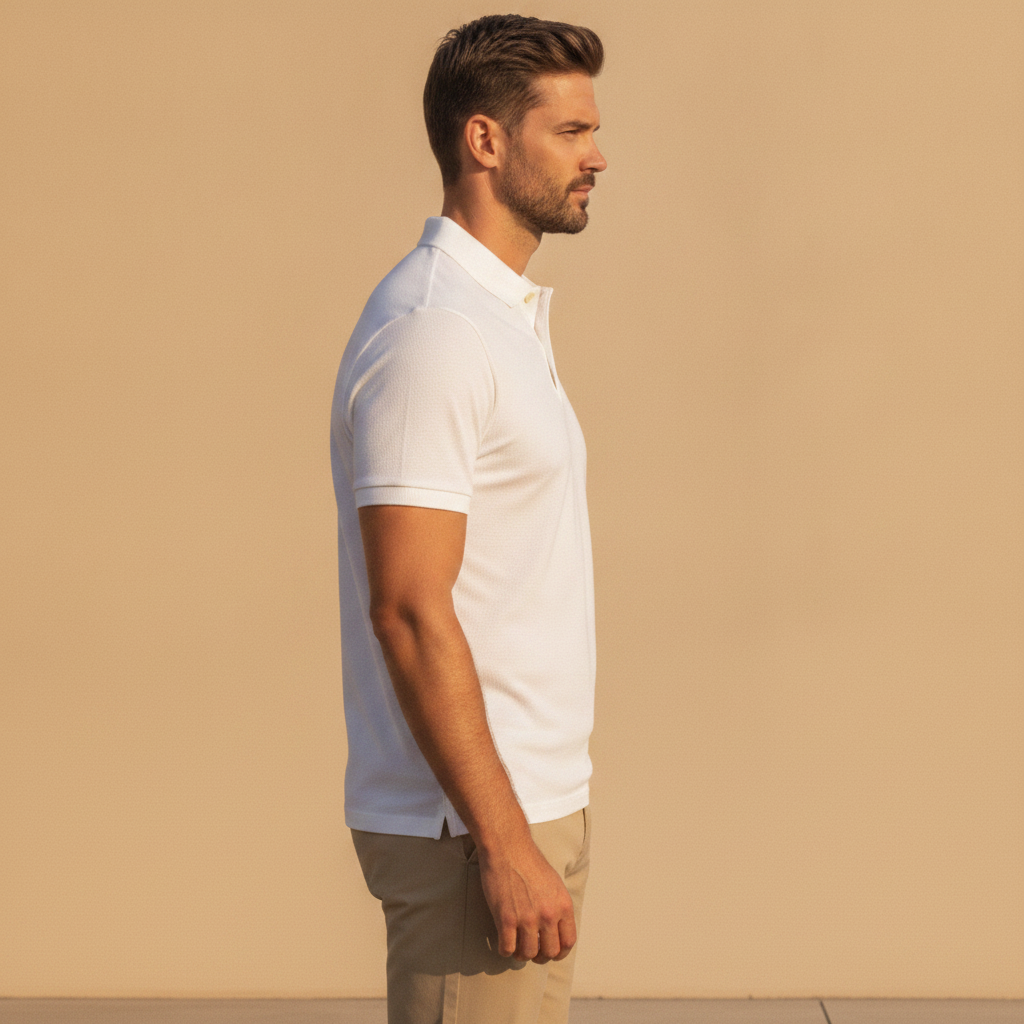 Polo Uomo in Lino Puro – Eleganza Naturale e Fresca - vista laterale