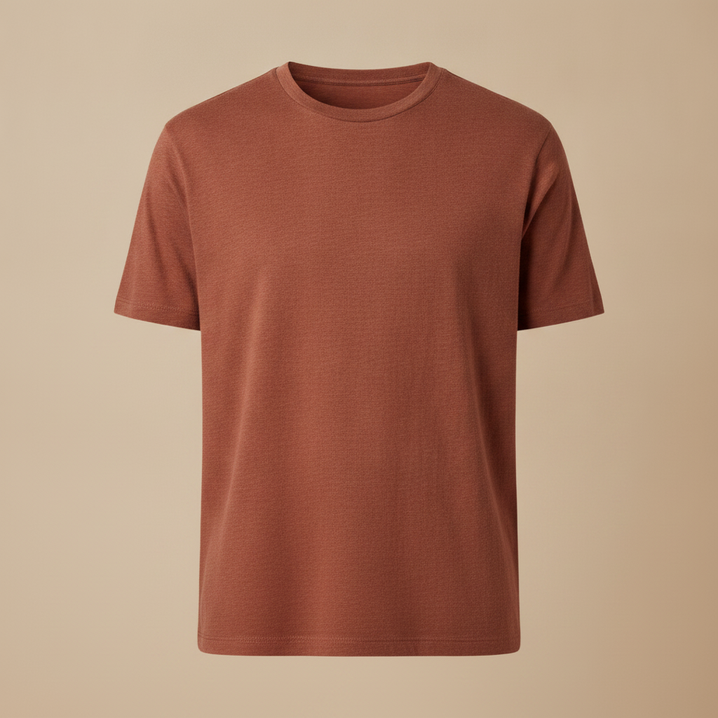 T-shirt Uomo in Misto Lino – Fresca e Traspirante Estiva - Terracotta