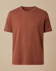 T-shirt Uomo in Misto Lino – Fresca e Traspirante Estiva - Terracotta