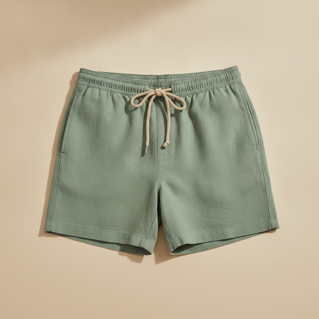 Costume Boxer Uomo Effetto Lino – Elegante e Naturale al Mare - Verde Salvia