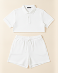 Completo Coordinato Uomo Polo Piqué Testurizzata e Pantaloncini - Bianco
