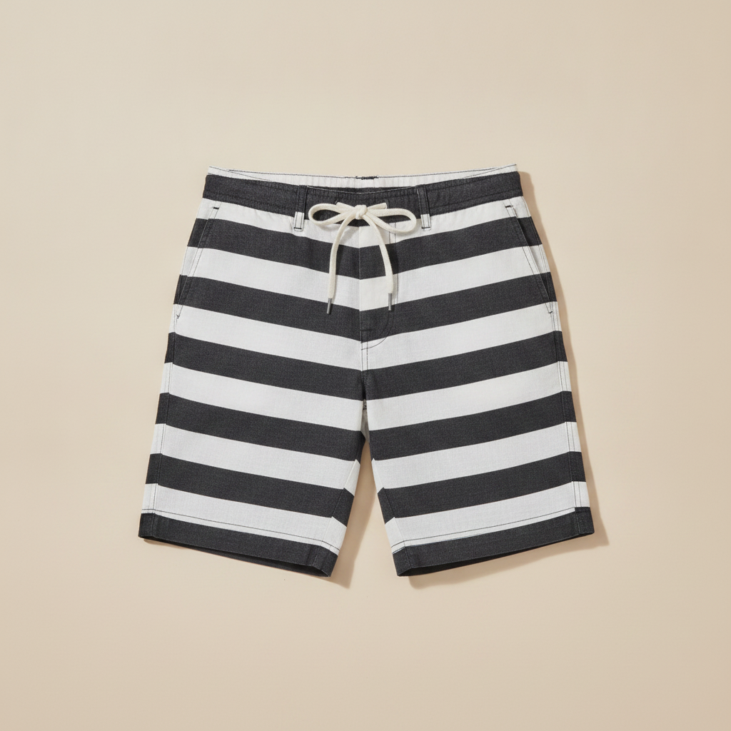 Pantaloncini Uomo a Righe Estivi – Stile Mediterraneo Fresco - Nero e Bianco