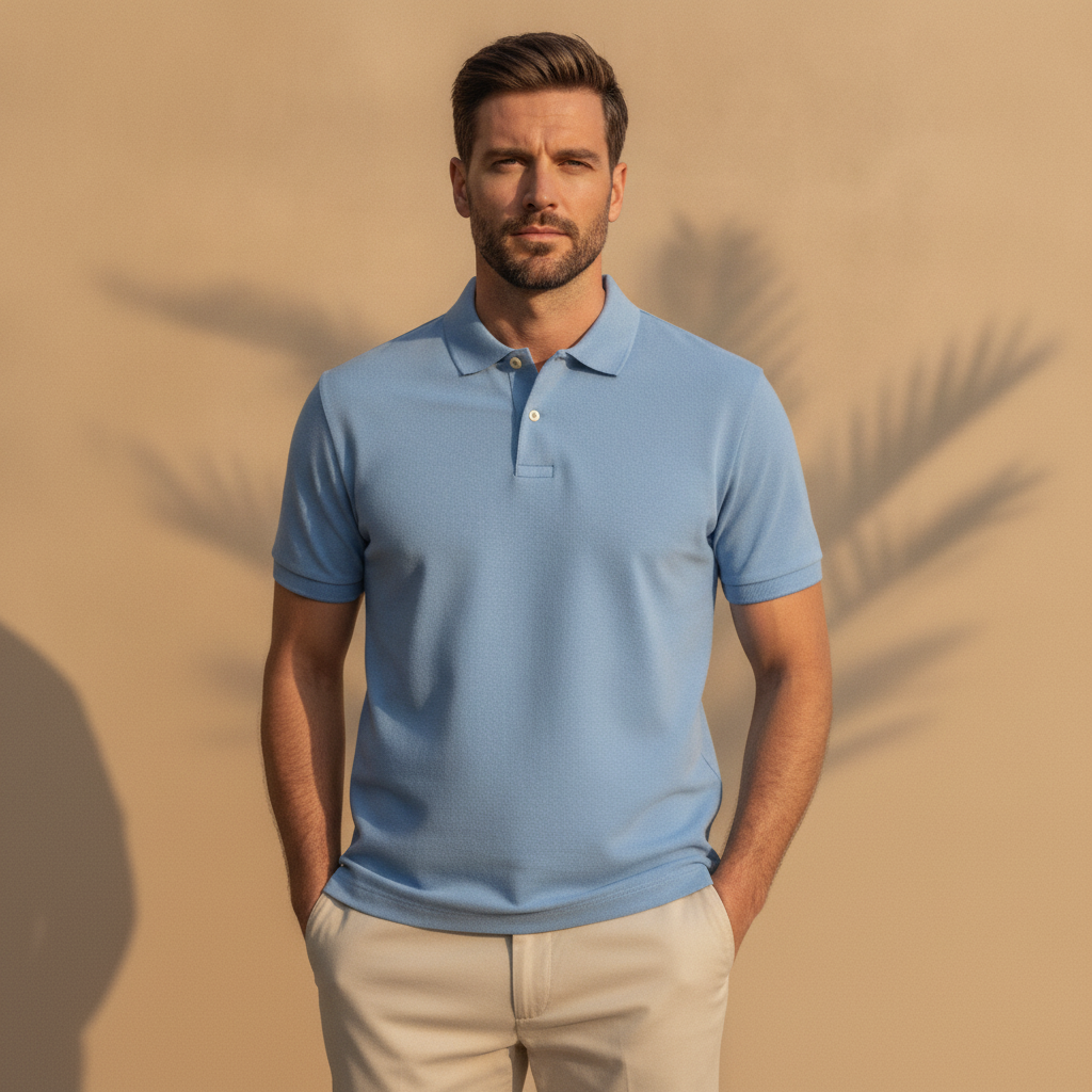 Polo Uomo in Cotone Pettinato – Morbidezza Premium Setosa - Bianco - indossato