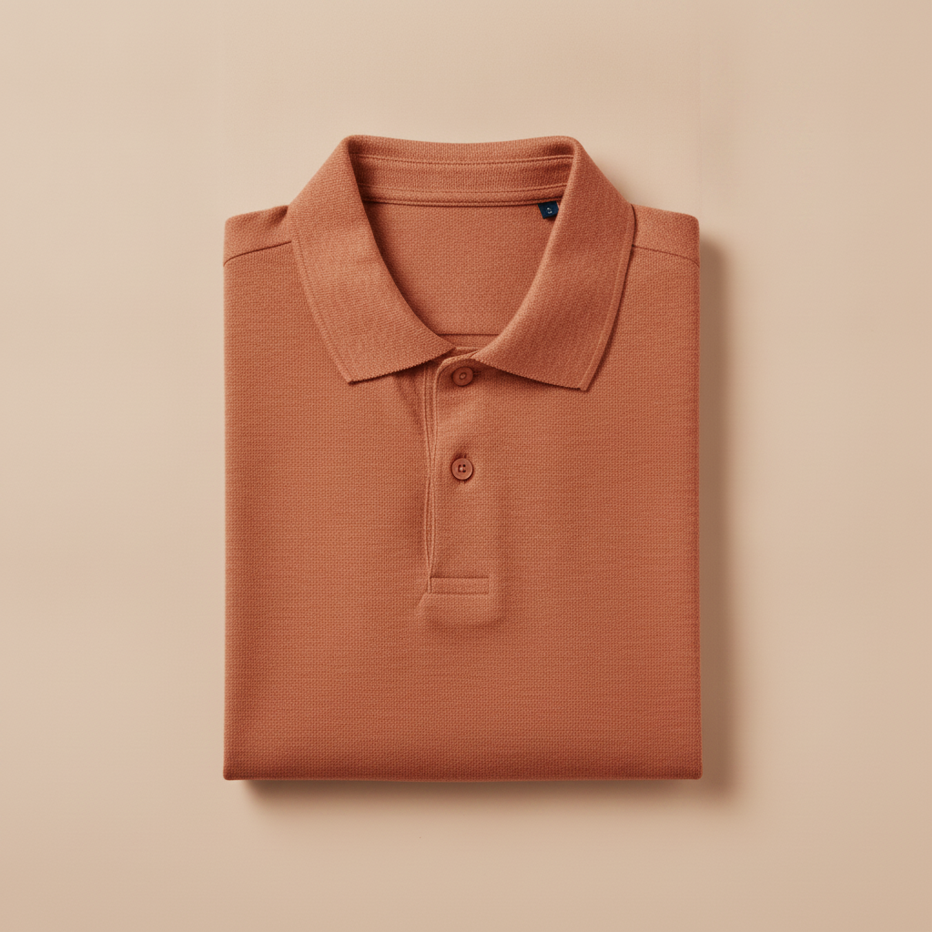 Polo Uomo in Misto Lino – Traspirante e Fresca per l'Estate - Terracotta