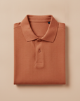 Polo Uomo in Misto Lino – Traspirante e Fresca per l'Estate - Terracotta