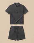 Completo Coordinato Uomo Polo e Pantaloncini – Set Sportivo Estivo - Grigio Scuro