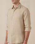 Camicia Uomo in Lino Tinta Unita – Eleganza Naturale Raffinata - Beige