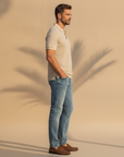 Polo Uomo Waffle Knit Testurizzata – Effetto Nido d'Ape Elegante - vista laterale