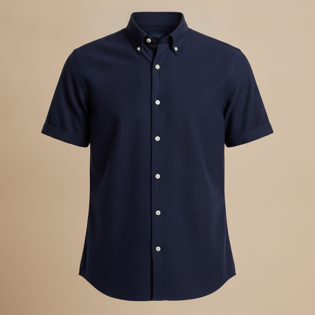 Camicia Uomo Oxford Manica Corta – Versatile ed Elegante Estiva - Blu Navy