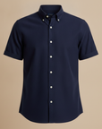 Camicia Uomo Oxford Manica Corta – Versatile ed Elegante Estiva - Blu Navy
