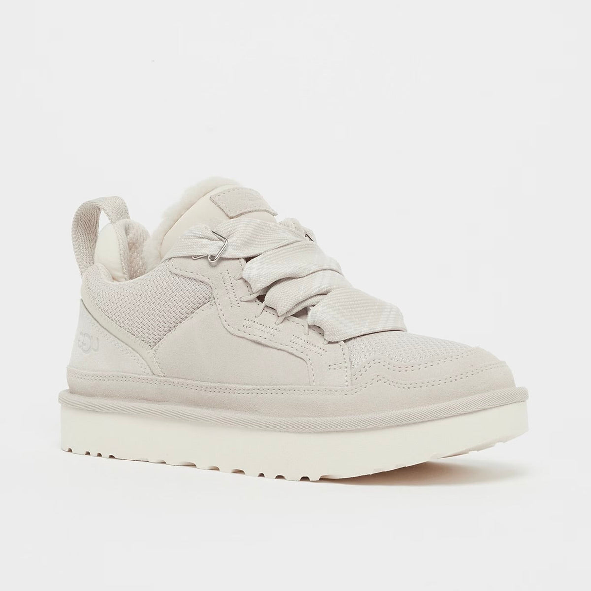 UGG Lowmel Ceramic sneakers donna in pelle scamosciata bianco, vista frontale