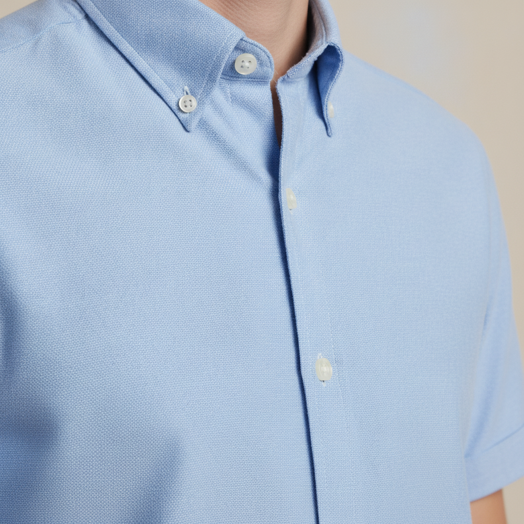 Camicia Uomo Oxford Manica Corta – Versatile ed Elegante Estiva - dettaglio