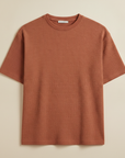 T-shirt Uomo Waffle Knit – Texture Nido d'Ape Elegante - Terracotta