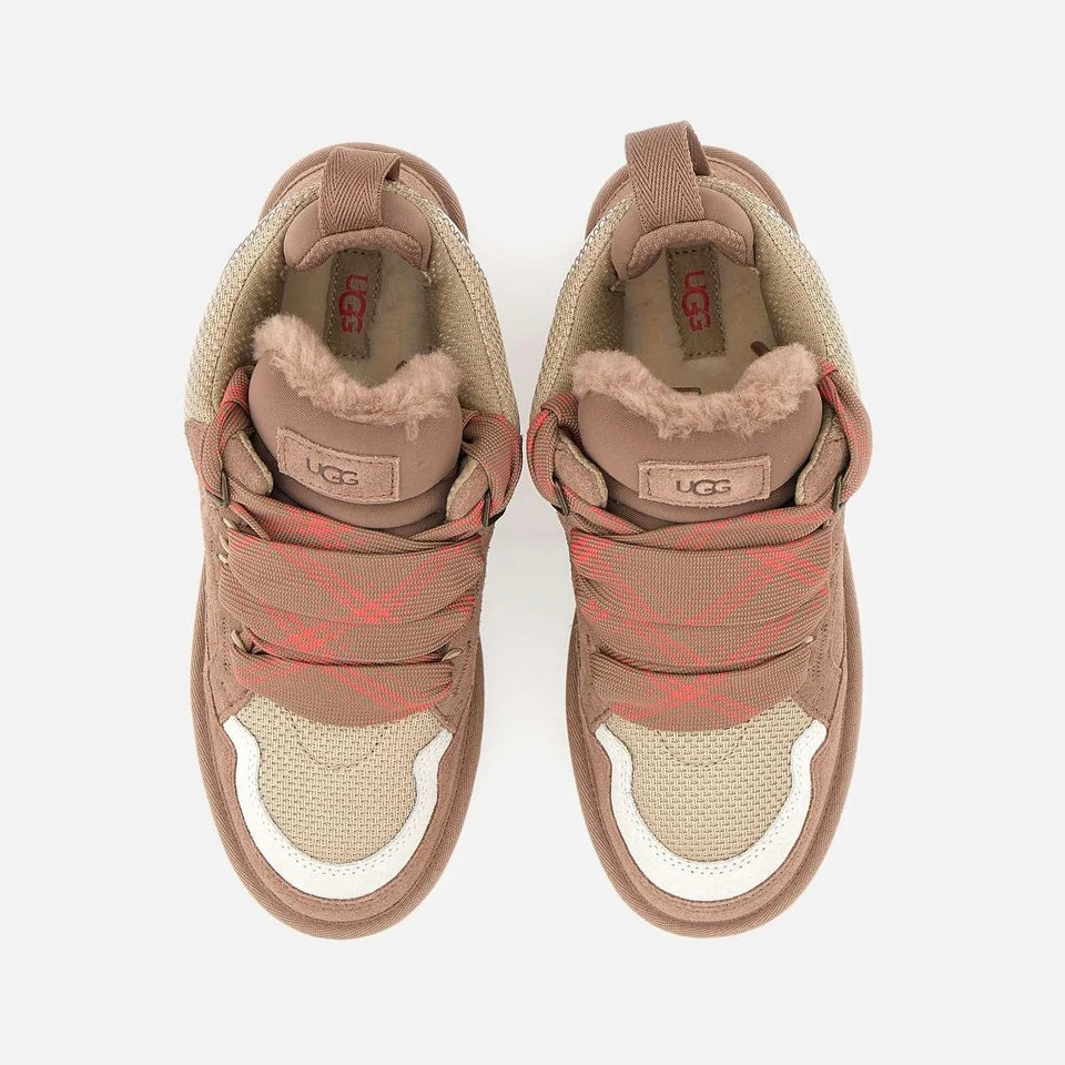 UGG Lowmel Rocky Oak sneakers donna in pelle scamosciata marrone quercia, vista posteriore