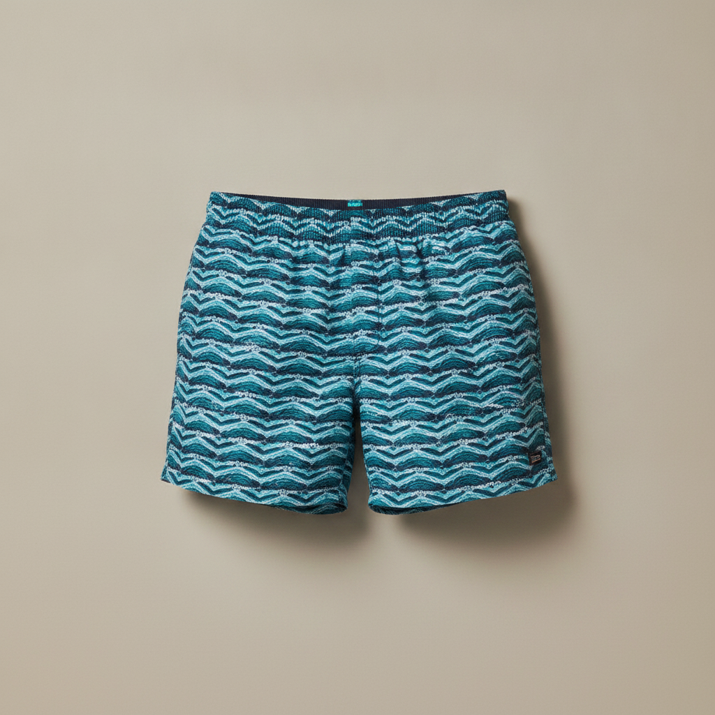Costume Boxer Uomo con Coulisse – Fantasia Tropicale Estiva - Onde Azzurre