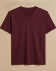 T-shirt Uomo Scollo a V in Cotone – Elegante e Versatile - Bordeaux