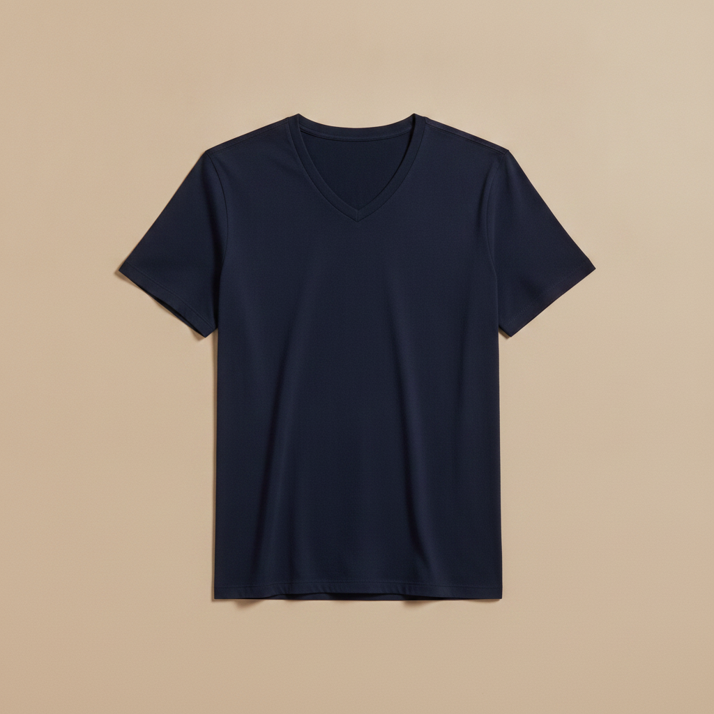 T-shirt Uomo Scollo a V in Cotone – Elegante e Versatile - Blu Navy