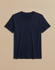 T-shirt Uomo Scollo a V in Cotone – Elegante e Versatile - Blu Navy