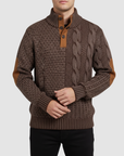 Maglione uomo con colletto alto e pelle scamosciata