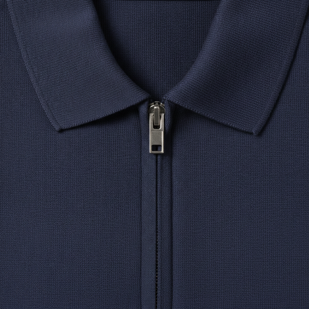 Polo Uomo Mezza Zip in Cotone – Elegante Sportiva con Zip Corta - dettaglio