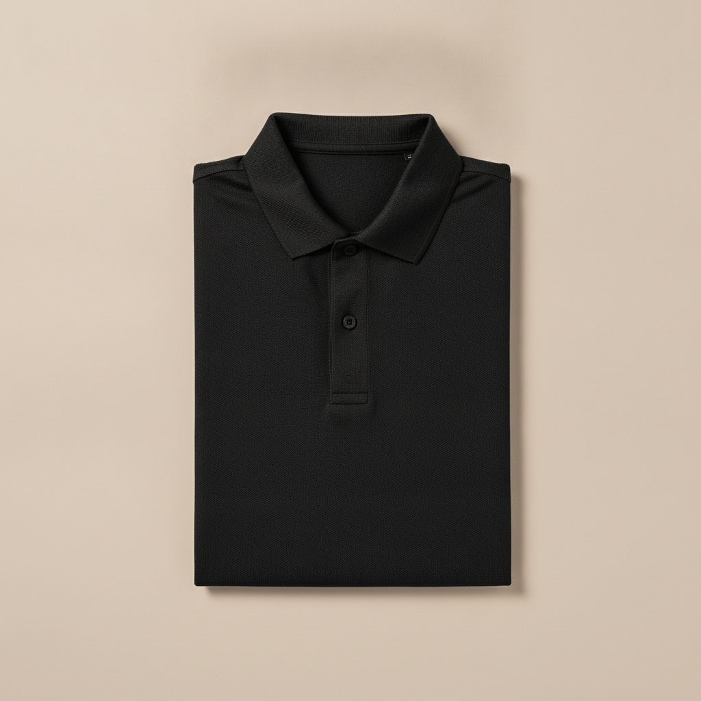 Polo Uomo Micro-Fantasia – Motivo Discreto ed Elegante - Nero