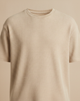 T-shirt Uomo Waffle Knit – Texture Nido d'Ape Elegante - Bianco Panna