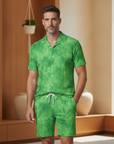 Completo Coordinato Uomo Camicia Acquerello e Pantaloncini - Acquerello Verde - indossato