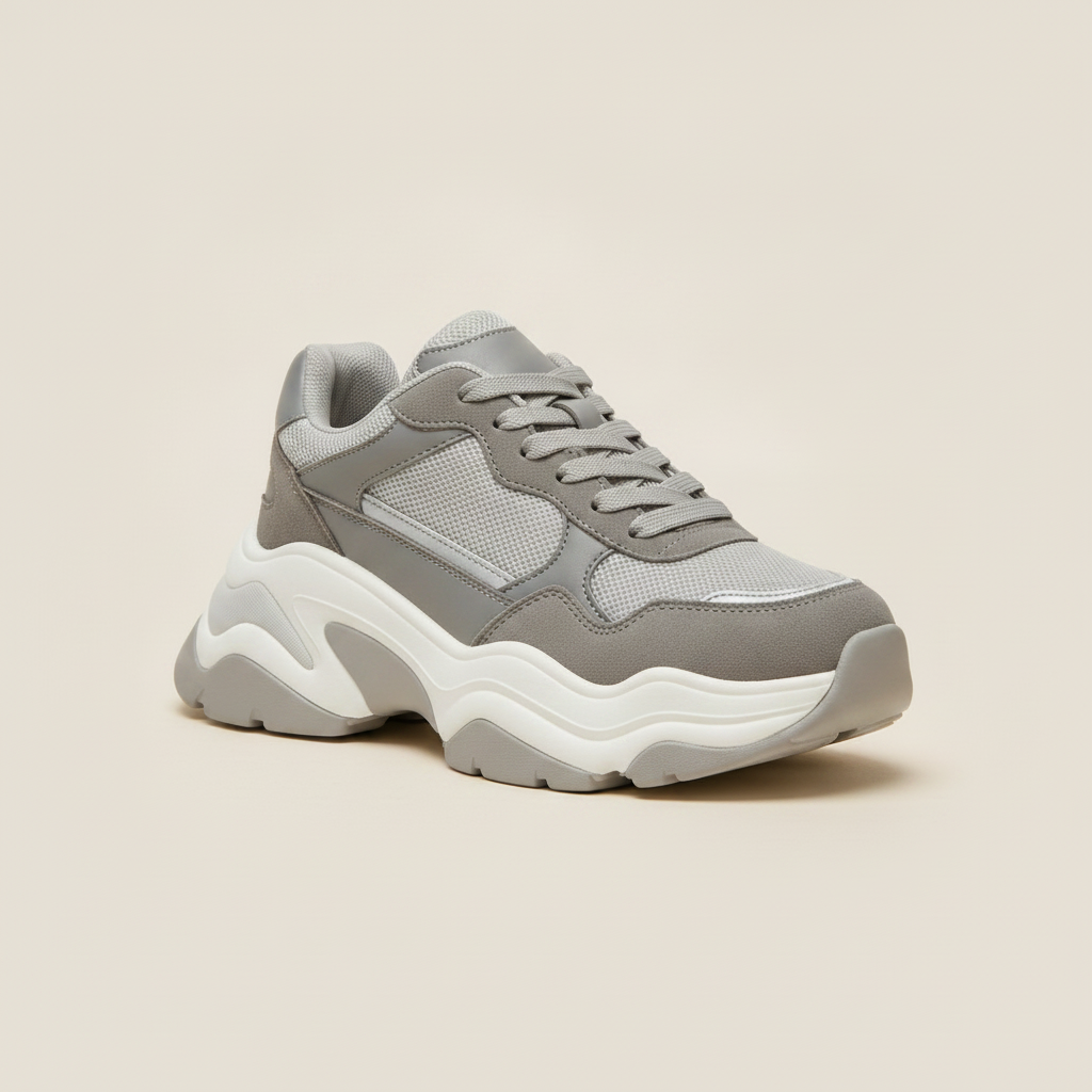 Sneakers Uomo Chunky Dad Bicolore – Streetwear Retro di Tendenza - Grigio e Blu