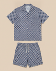Completo Coordinato Uomo Camicia a Fiori e Pantaloncini - Fiori Bianchi