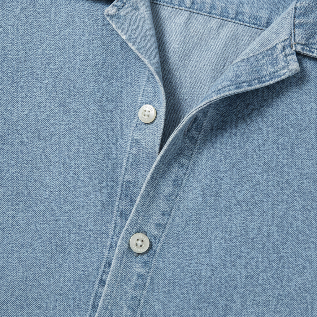 Completo Coordinato Uomo Camicia Denim Leggero e Pantaloncini - dettaglio