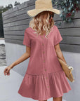 Trixie Vestaglia Donna – Scollo a V con Bottoni, Cotone Lino Taglio Ampio & Orlo con Volant Estate