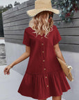 Trixie Vestaglia Donna – Scollo a V con Bottoni, Cotone Lino Taglio Ampio & Orlo con Volant Estate
