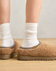 UGG Tasman Maxi Curly Chestnut ciabatte chiuse donna in pelle scamosciata e montone marrone chestnut, vista dall'alto