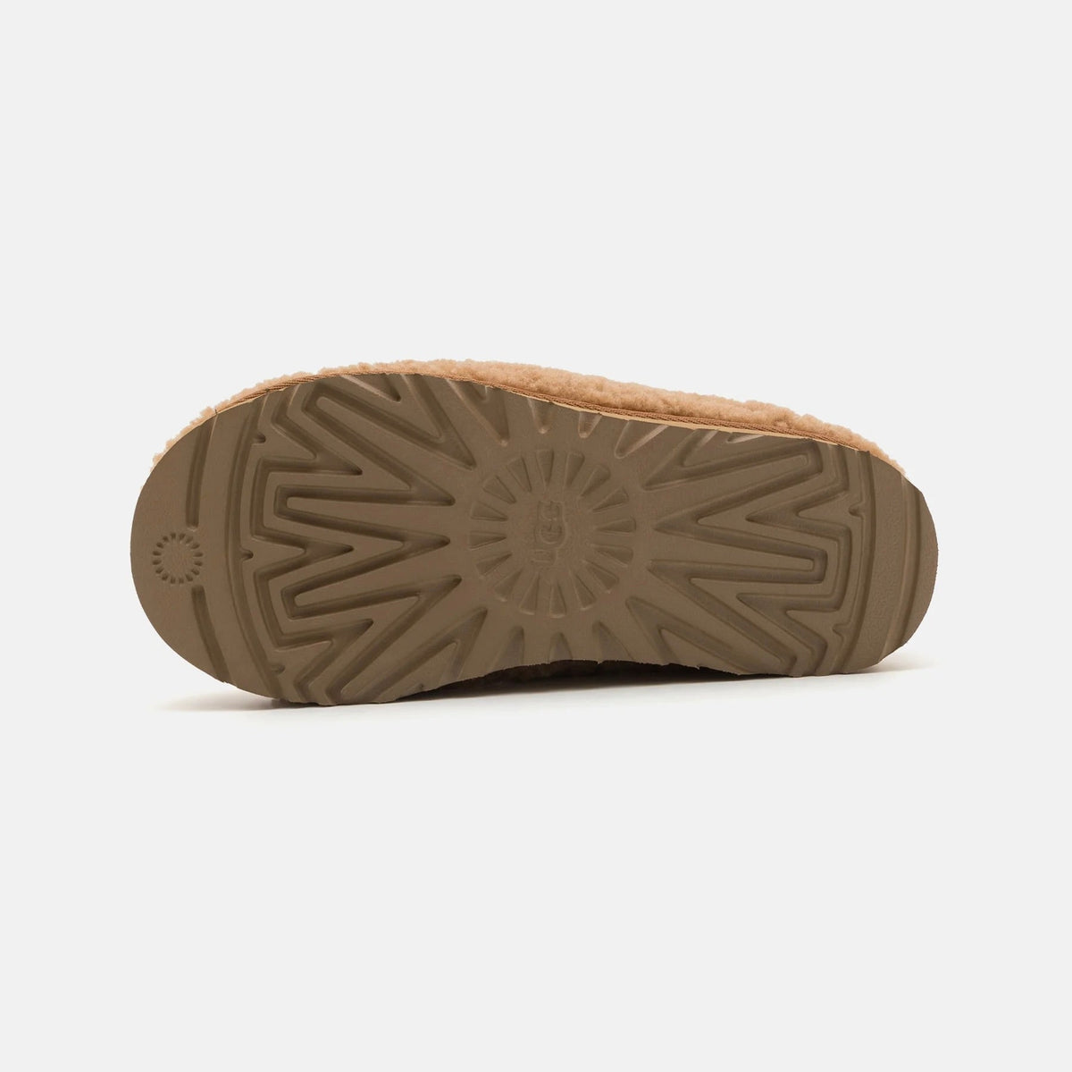 UGG Tasman Maxi Curly Chestnut ciabatte chiuse donna in pelle scamosciata e montone marrone chestnut, vista posteriore