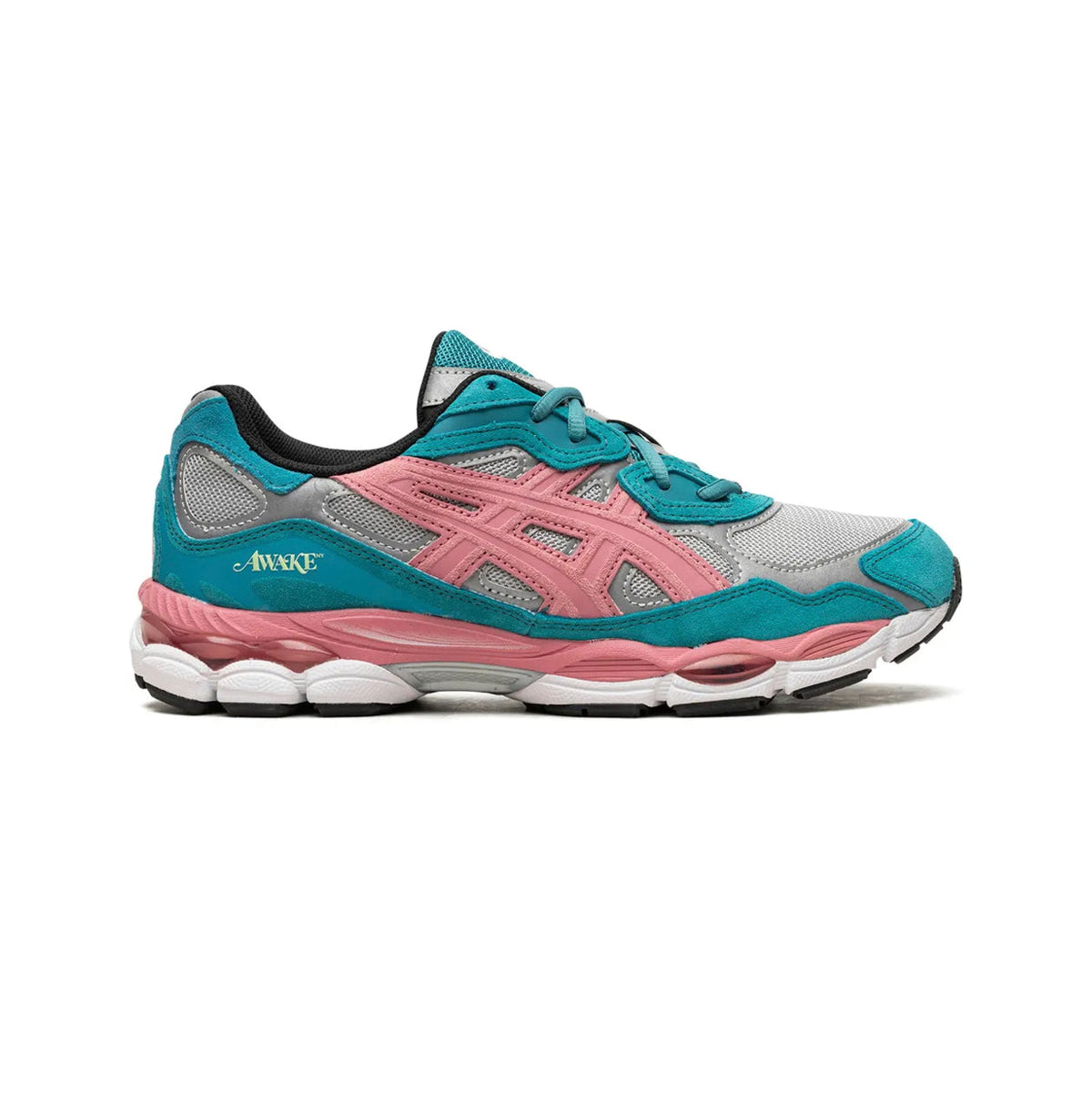 Asics GEL-NYC Teal Pink x Awake NY sneakers uomo e donna in rosa verde - vista laterale