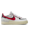 Nike Air Force 1 Shadow Bianca con Swoosh Rosso e Dettagli Argento e Nero