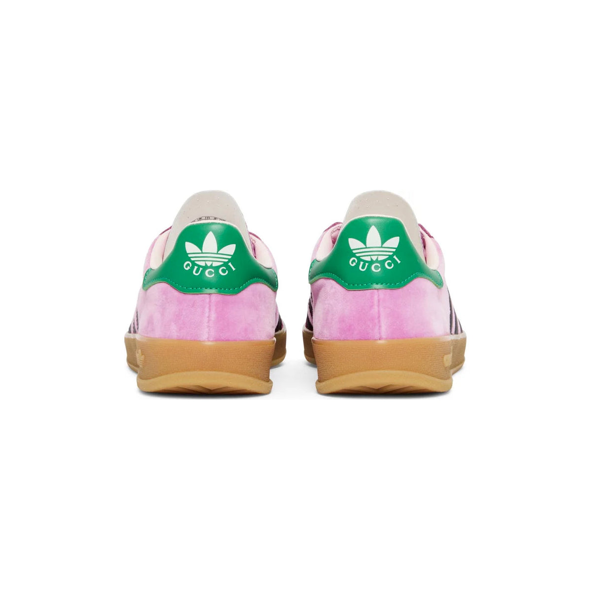 Sneakers Adidas Gazelle x Gucci Rosa con Dettagli Neri e Verdi