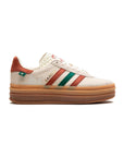 Adidas Gazelle Bold Scarpe Beige con Dettagli Verde e Rosso Donna Platform Retro