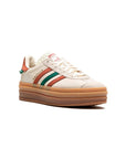 Adidas Gazelle Bold Scarpe Beige con Dettagli Verde e Rosso Donna Platform Retro
