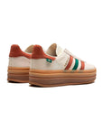 Adidas Gazelle Bold Scarpe Beige con Dettagli Verde e Rosso Donna Platform Retro