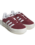 Adidas Gazelle Bold Scarpe Rosse Ombra con Strisce Bianche Donna Platform Vintage