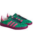 Sneakers Adidas Gazelle x Gucci Verde con Monogramma GG e Dettagli Rosa