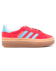 Adidas Gazelle Bold Scarpe Rosse con Dettagli Azzurri Donna Platform Gum