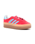 Adidas Gazelle Bold Scarpe Rosse con Dettagli Azzurri Donna Platform Gum