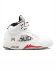 Nike Air Jordan 5 Retro Supreme Bianco Rosso Argento Uomo