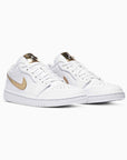 Nike Air Jordan 1 Low Bianca Oro Metallizzato Pelle Premium