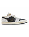 Nike Air Jordan 1 Low Pelle Bianco Nero Swoosh Ricamato