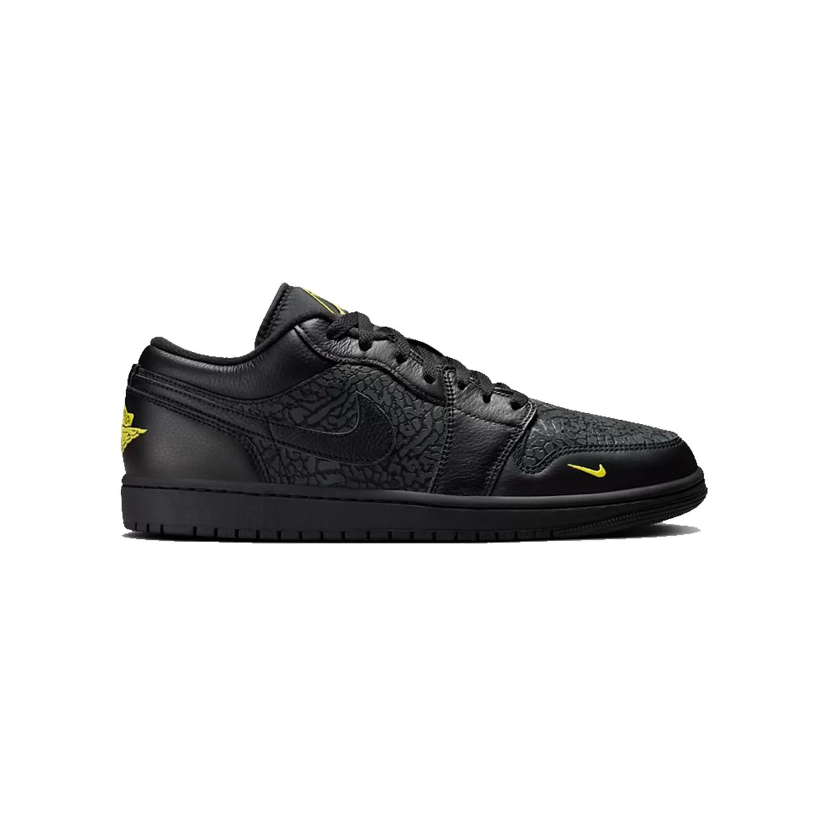 Nike Air Jordan 1 Low Nero Elephant Print Giallo Neon Uomo - 1
