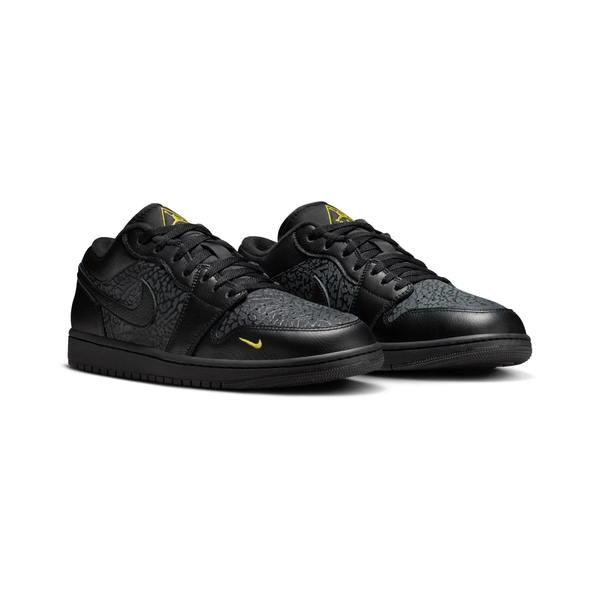 Nike Air Jordan 1 Low Nero Elephant Print Giallo Neon Uomo - 2
