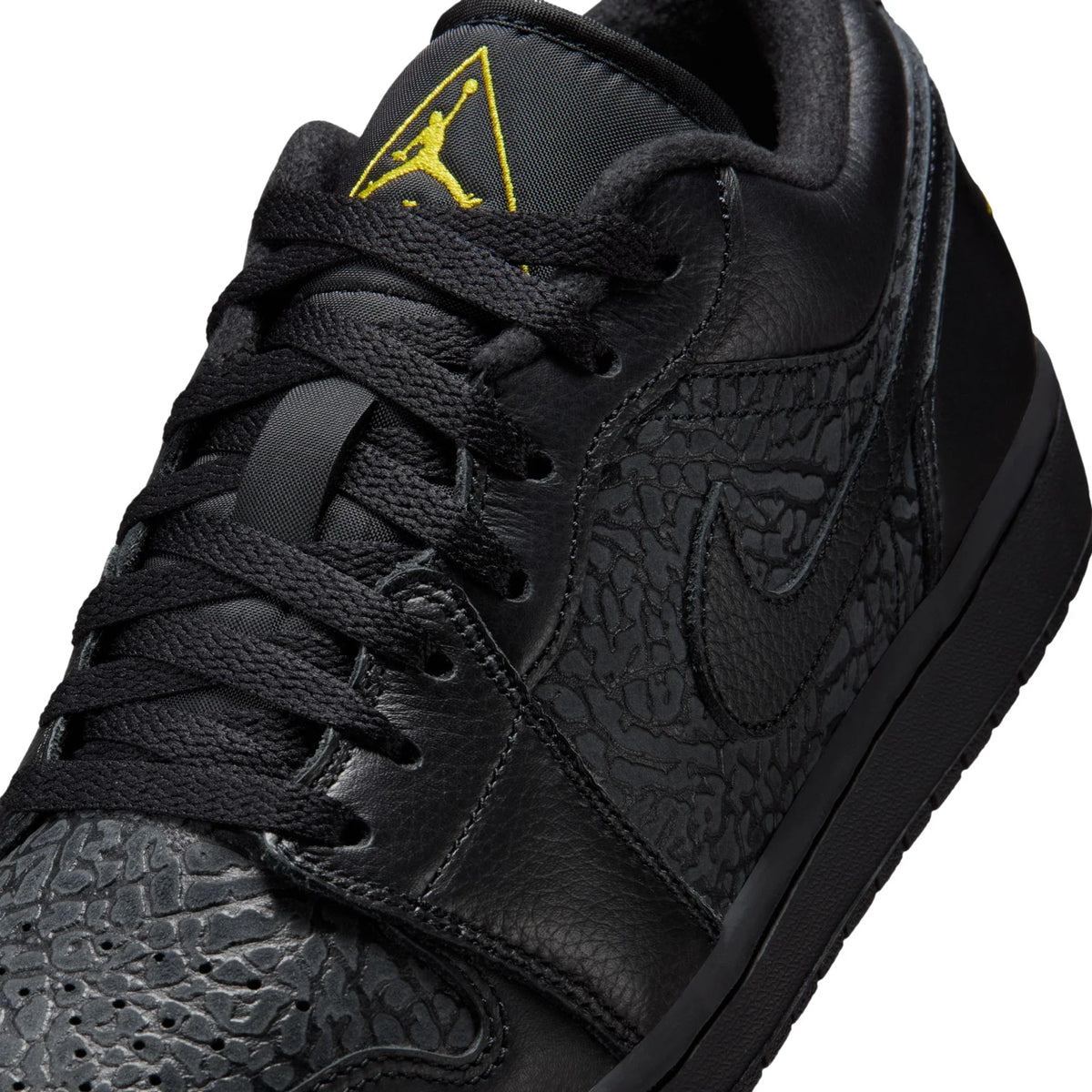 Nike Air Jordan 1 Low Nero Elephant Print Giallo Neon Uomo - 4